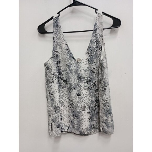 Everive Allison Joy Womens Blouse Small Gray White Animal Print Sleeveless Top - Picture 6 of 7